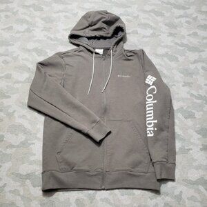 Columbia Sweatshirt Mens Small Gray Full Zip Hooded Pockets Outdoors